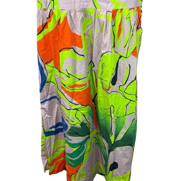 Anthropologie Nerida Midi Dress Medium Beaded V-Neck Colorful Print Cotton - Picture 8 of 14